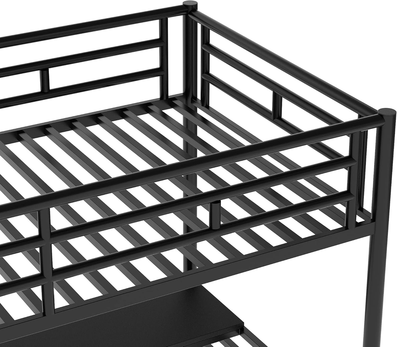 Twin Loft Bed with Desk and Storage Stairs, Heavy Duty Loft Bed with Atairs and Full-Length Guardrail