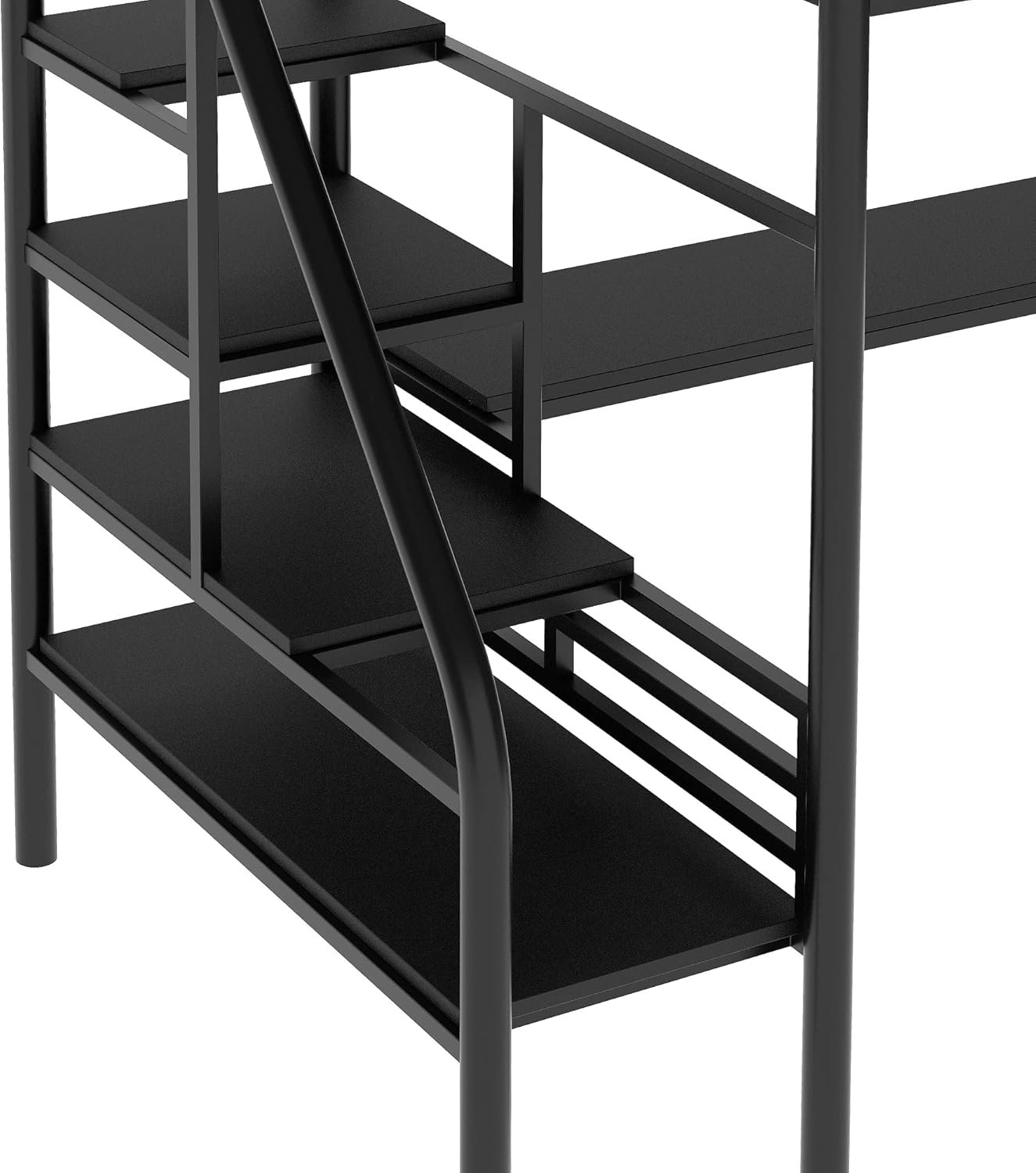 Twin Loft Bed with Desk and Storage Stairs, Heavy Duty Loft Bed with Atairs and Full-Length Guardrail